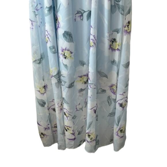 Shein Blue Floral Contrast Lace Floral Print Tulip Hem Cami Dress Sz Medium NEW - Picture 7 of 12